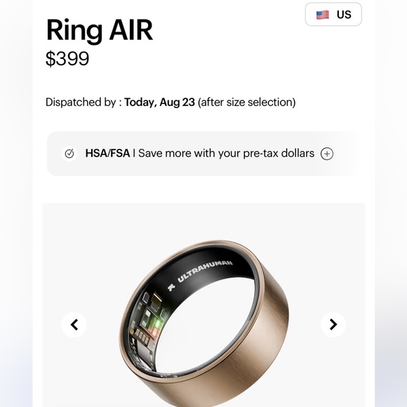 BNIB Latest edition Brushed Rose Gold UltraHuman air Ring. Size 9. - Picture 3 of 4